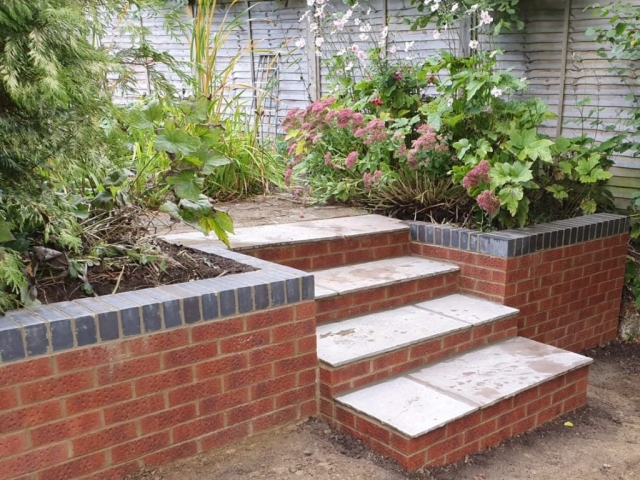 Brick Walls with capping and Steps