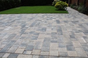 grey tone block paving driveway and path