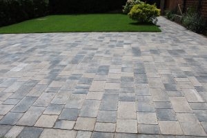 grey tone block paving driveway and path