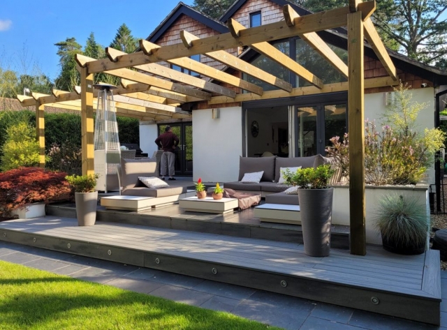 Bespoke built Oak pergola in Finchampstead